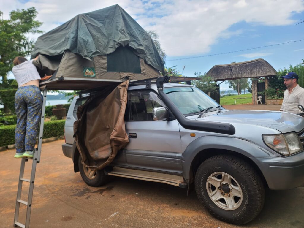 rooftop-tent-safari-land-cruiser | Rwanda Car Rental Services Land cruiser with rooftop tent